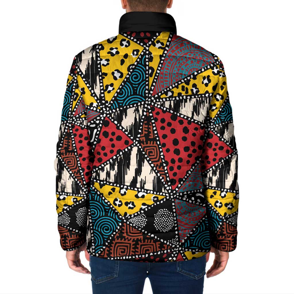 Wild Animal Skins Padded Jacket Triangles Pattern Afro Pattern Style - Wonder Print Shop