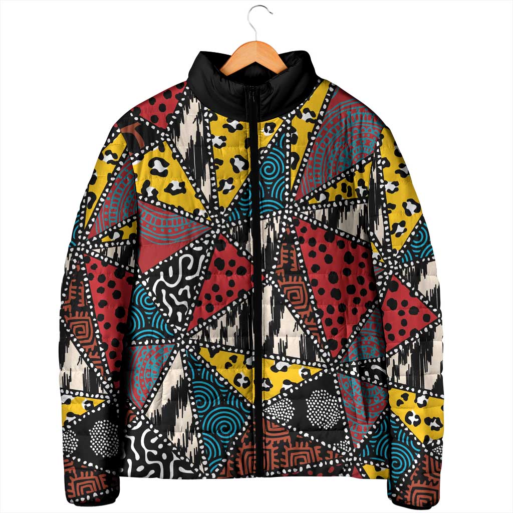 Wild Animal Skins Padded Jacket Triangles Pattern Afro Pattern Style - Wonder Print Shop