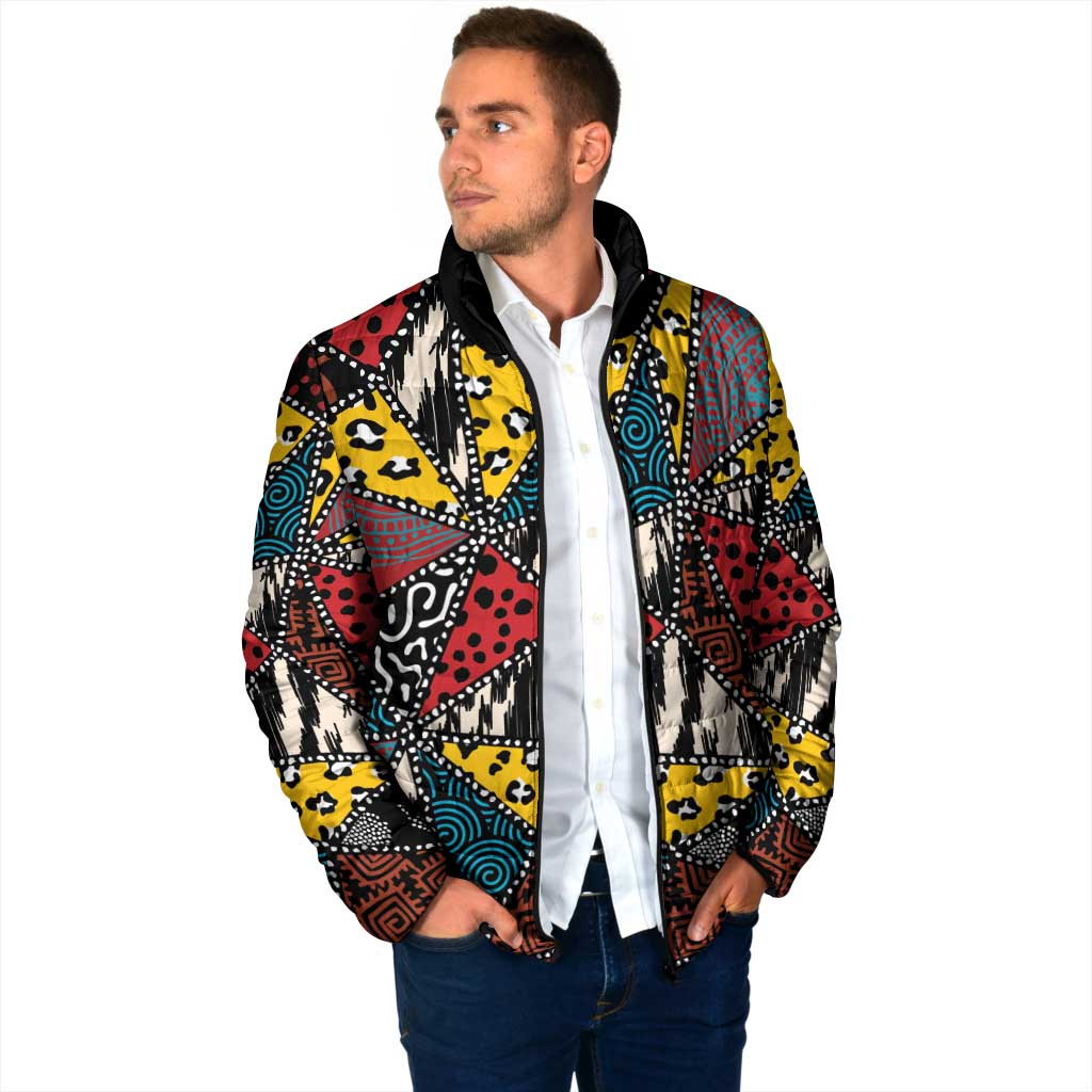 Wild Animal Skins Padded Jacket Triangles Pattern Afro Pattern Style - Wonder Print Shop