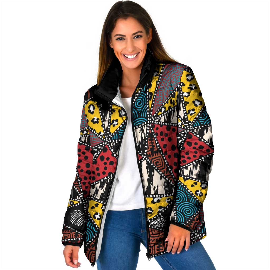 Wild Animal Skins Padded Jacket Triangles Pattern Afro Pattern Style - Wonder Print Shop