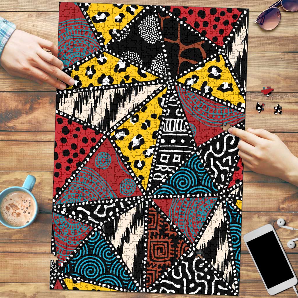 Wild Animal Skins Puzzle Triangles Pattern Afro Pattern Style - Wonder Print Shop