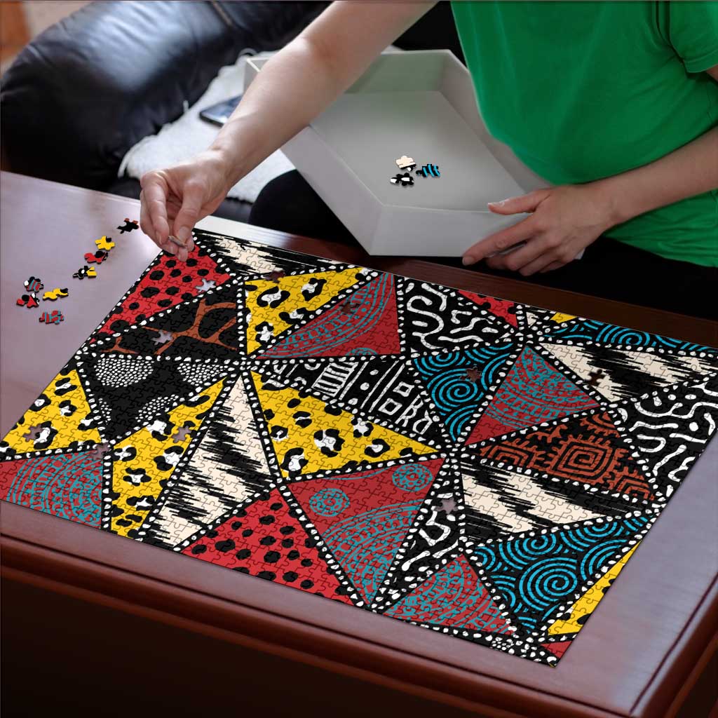 Wild Animal Skins Puzzle Triangles Pattern Afro Pattern Style - Wonder Print Shop