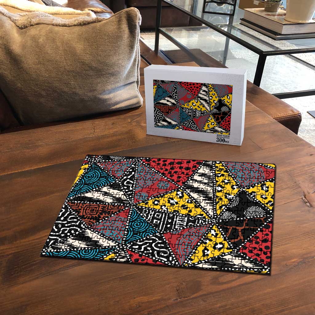 Wild Animal Skins Puzzle Triangles Pattern Afro Pattern Style - Wonder Print Shop