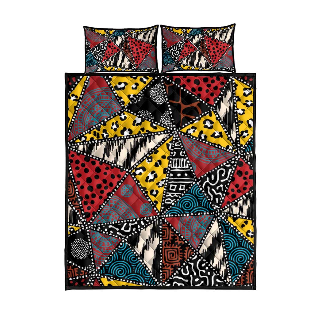 Wild Animal Skins Quilt Bed Set Triangles Pattern Afro Pattern Style - Wonder Print Shop