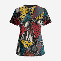 African Wild Animal Skins Scrub Top Triangles Pattern Afro Pattern Style