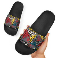 Wild Animal Skins Slide Sandals Triangles Pattern Afro Pattern Style - Wonder Print Shop