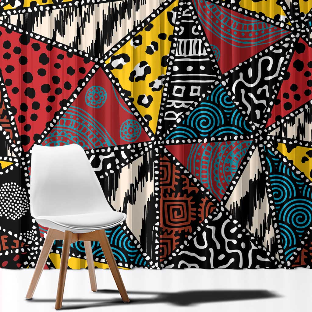 Wild Animal Skins Window Curtain Triangles Pattern Afro Pattern Style - Wonder Print Shop