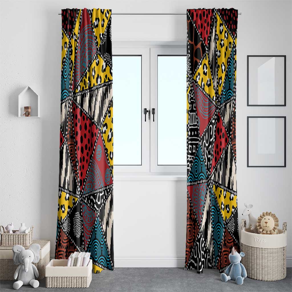 Wild Animal Skins Window Curtain Triangles Pattern Afro Pattern Style - Wonder Print Shop
