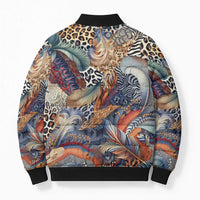 Wild Animal Skins Bomber Puffer Jacket Unique Leopard Zebra And Snake Patterns - Wonder Print Shop