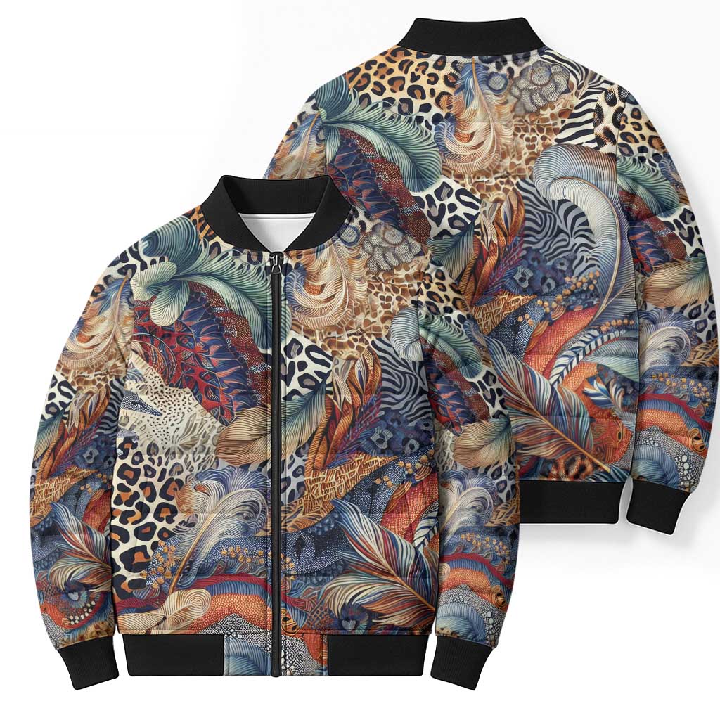 Wild Animal Skins Bomber Puffer Jacket Unique Leopard Zebra And Snake Patterns - Wonder Print Shop