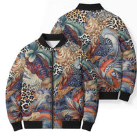 Wild Animal Skins Bomber Puffer Jacket Unique Leopard Zebra And Snake Patterns - Wonder Print Shop