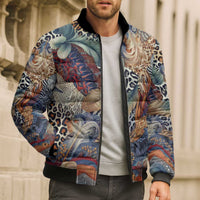 Wild Animal Skins Bomber Puffer Jacket Unique Leopard Zebra And Snake Patterns - Wonder Print Shop