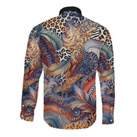 Wild Animal Skins Long Sleeve Button Shirt Unique Leopard Zebra And Snake Patterns - Wonder Print Shop