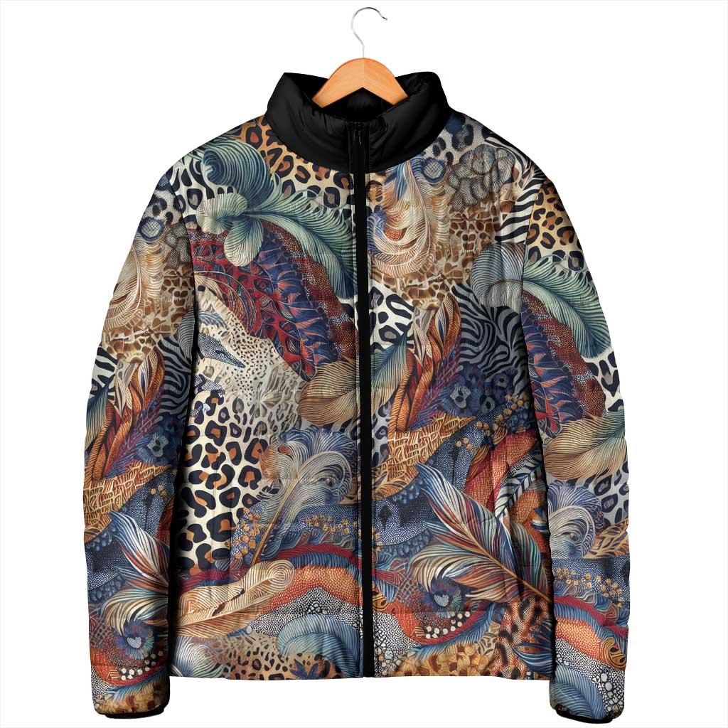 Wild Animal Skins Padded Jacket Unique Leopard Zebra And Snake Patterns - Wonder Print Shop