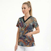 African Wild Animal Skins Scrub Top Unique Leopard Zebra And Snake Patterns