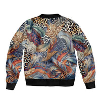 Wild Animal Skins Sleeve Zip Bomber Jacket Unique Leopard Zebra And Snake Patterns - Wonder Print Shop