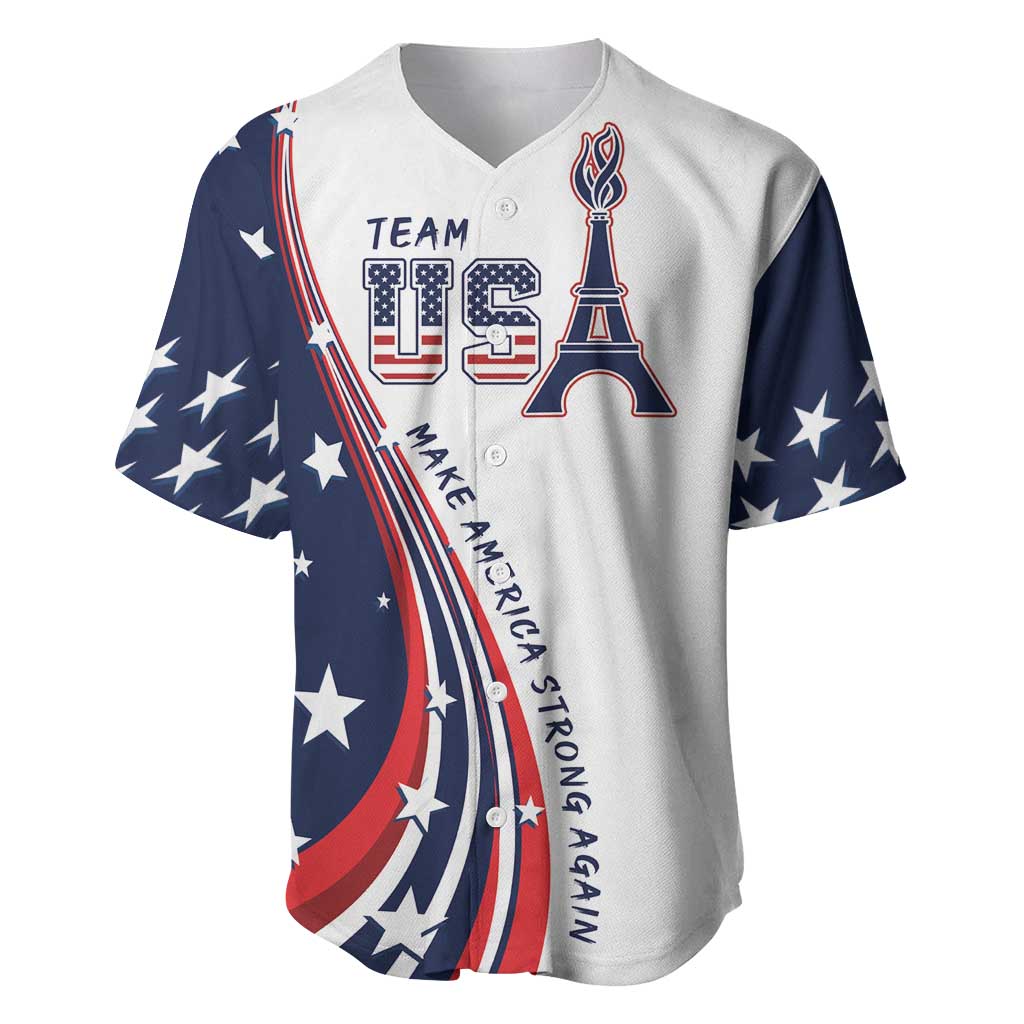 Personalized USA Make America Strong Again Baseball Jersey Go Paris 2024 LT9 - Wonder Print Shop