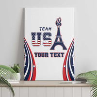 White canvas wall art featuring “TEAM USA,” Eiffel Tower graphic, and “YOUR TEXT”