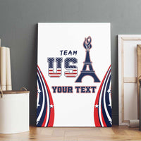 White canvas wall art with “TEAM USA,” Eiffel Tower graphic, and “YOUR TEXT” centered