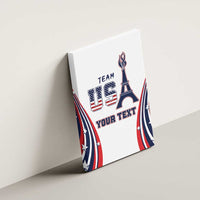 White canvas wall art leaning on a wall, “TEAM USA,” Eiffel Tower graphic, and “YOUR TEXT”