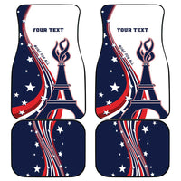 Set of four car floor mats, Eiffel Tower stars and stripes with custom text