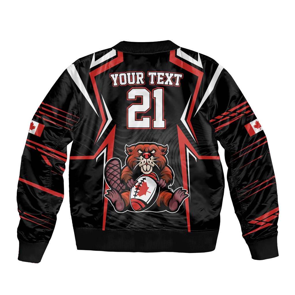 Black bomber jacket back with YOUR TEXT 21 and mascot graphic