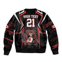 Black bomber jacket back with YOUR TEXT 21 and mascot graphic