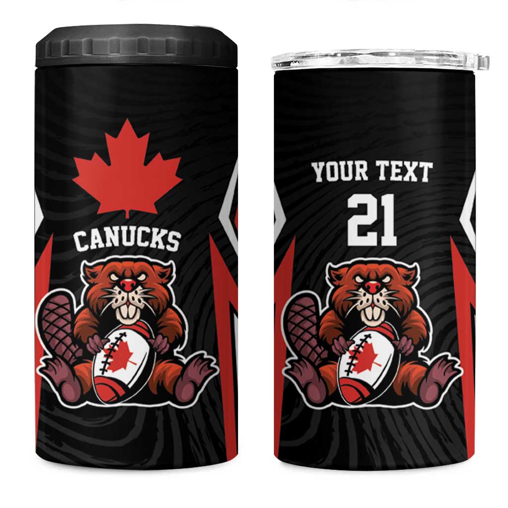 Custom Canada Rugby Pacific 4 in 1 Can Cooler Tumbler Beaver and Maple Leaf LT9 - Wonder Print Shop