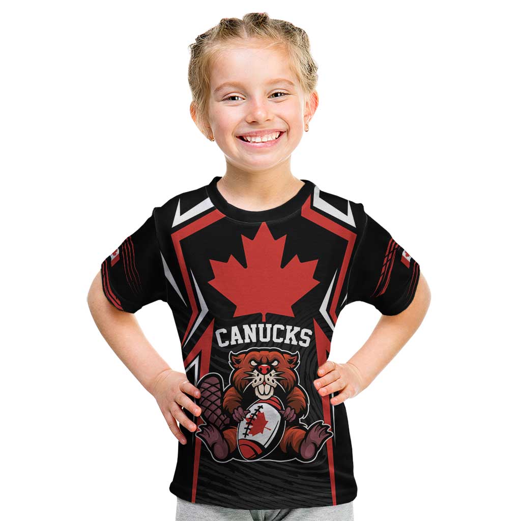 Custom Canada Rugby Pacific Kid T Shirt Beaver and Maple Leaf - Wonder Print Shop