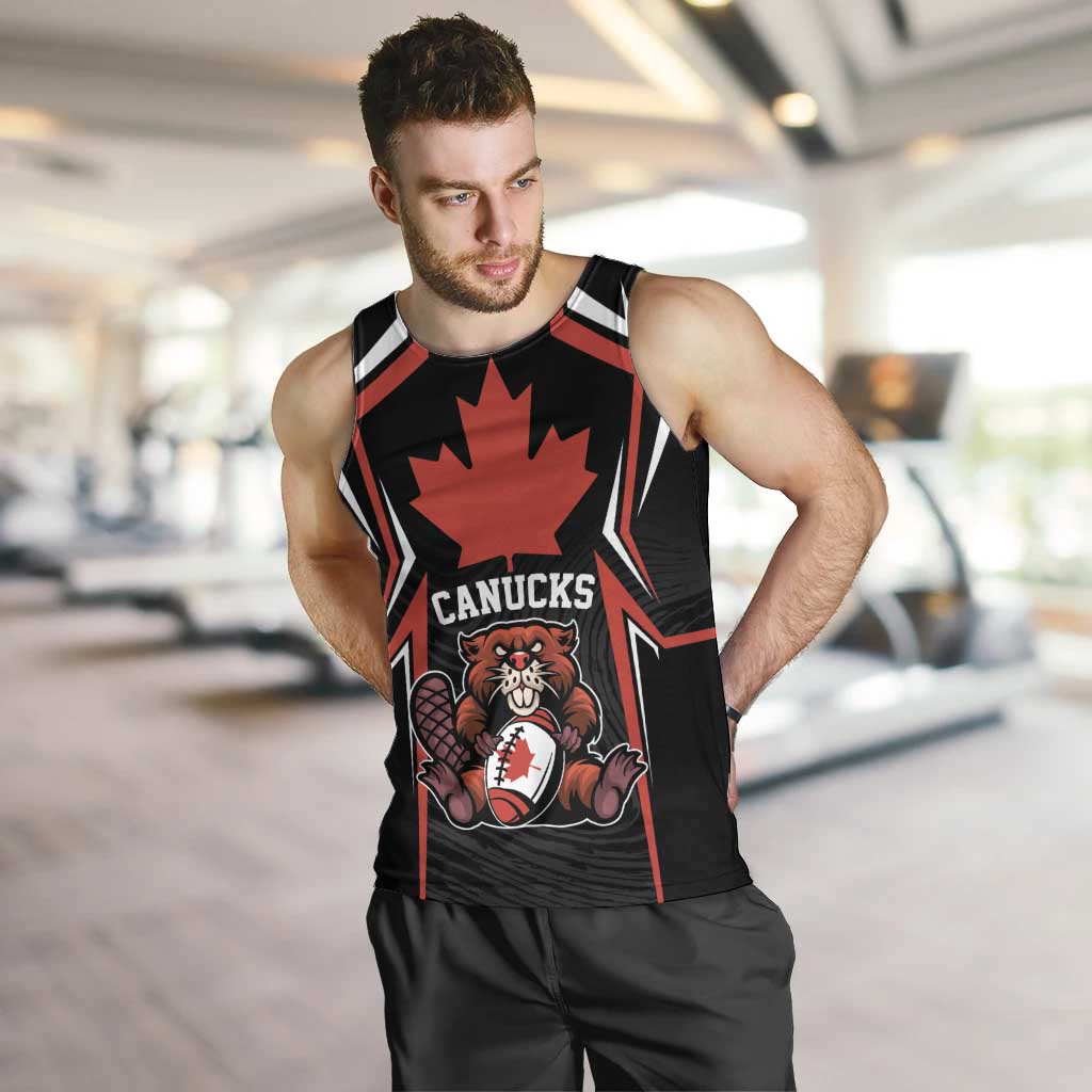 Custom Canada Rugby Pacific Men Tank Top Beaver and Maple Leaf - Wonder Print Shop