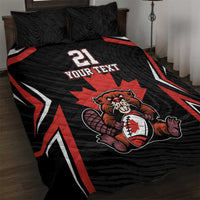 Black quilt bed set with red/white starburst, bulldog with football, 'YOUR TEXT', 21