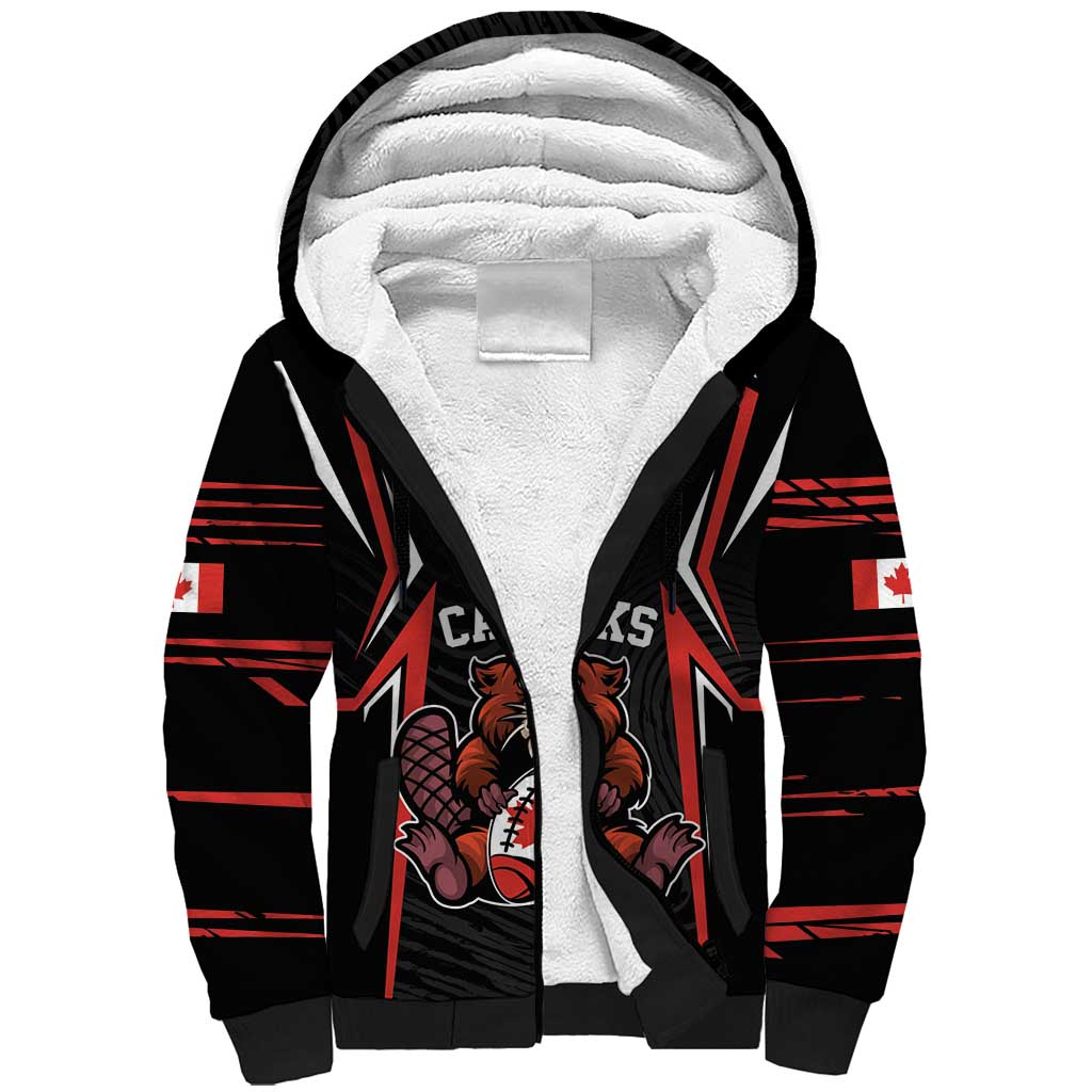 Custom Canada Rugby Pacific Sherpa Hoodie Beaver and Maple Leaf