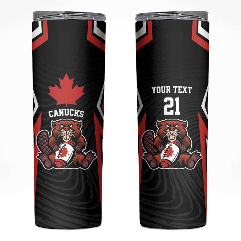 Custom Canada Rugby Pacific Skinny Tumbler Beaver and Maple Leaf