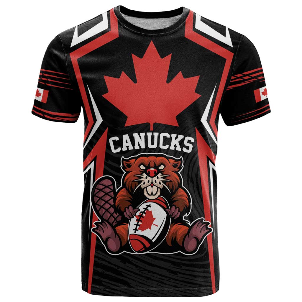 Custom Canada Rugby Pacific T Shirt Beaver and Maple Leaf