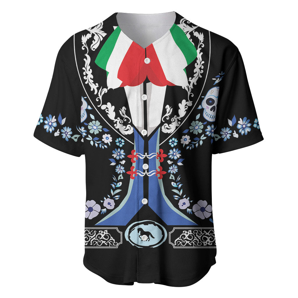 Dia de los Muertos Charro Suit Inspired Baseball Jersey Sugar Skull Floral