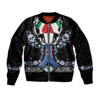 Dia de los Muertos Charro Suit Inspired Bomber Jacket Sugar Skull Floral