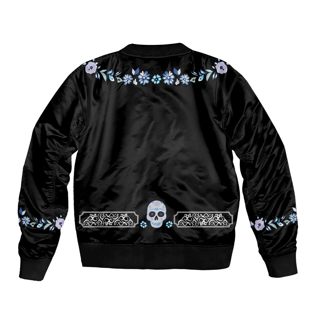 Dia de los Muertos Charro Suit Inspired Bomber Jacket Sugar Skull Floral