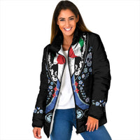 Dia de los Muertos Charro Suit Inspired Padded Jacket Sugar Skull Floral