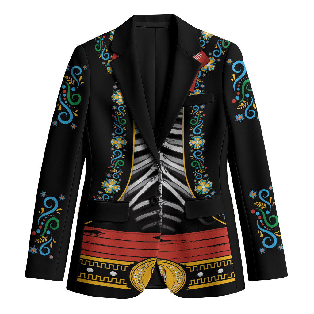 Dia de los Muertos Charro Suit Inspired Blazer Mariachi Sugar Skull Black
