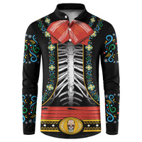 Dia de los Muertos Charro Suit Inspired Button Sweatshirt Mariachi Sugar Skull Black