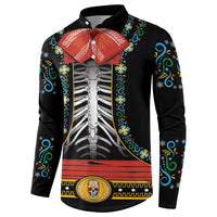 Dia de los Muertos Charro Suit Inspired Button Sweatshirt Mariachi Sugar Skull Black