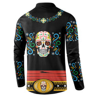Dia de los Muertos Charro Suit Inspired Button Sweatshirt Mariachi Sugar Skull Black