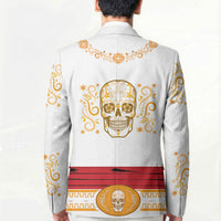 Dia de los Muertos Charro Suit Inspired Blazer Mariachi Sugar Skull White