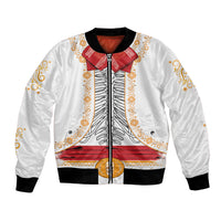 Dia de los Muertos Charro Suit Inspired Bomber Jacket Mariachi Sugar Skull White