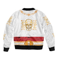 Dia de los Muertos Charro Suit Inspired Bomber Jacket Mariachi Sugar Skull White