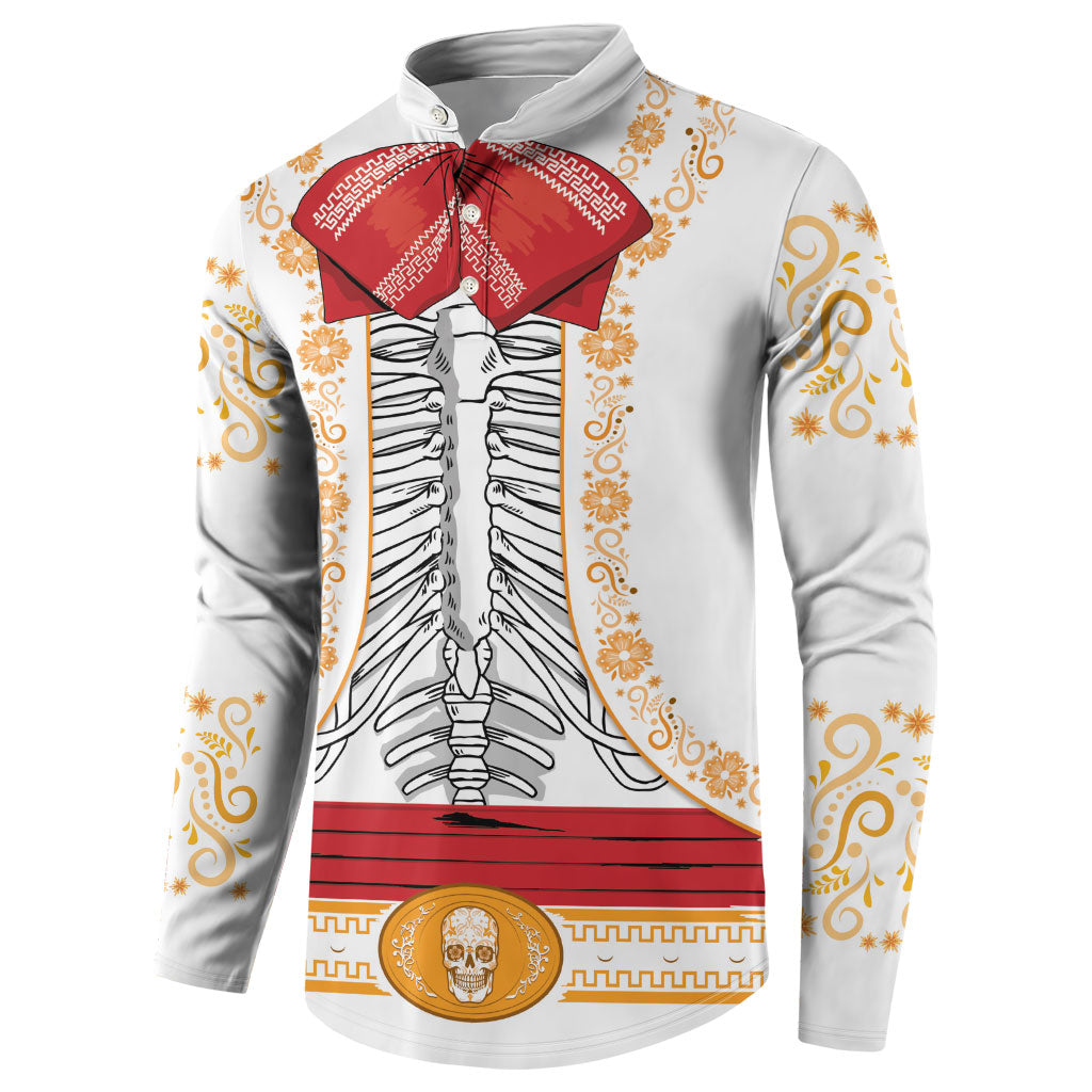 Dia de los Muertos Charro Suit Inspired Button Sweatshirt Mariachi Sugar Skull White