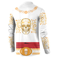 Dia de los Muertos Charro Suit Inspired Button Sweatshirt Mariachi Sugar Skull White