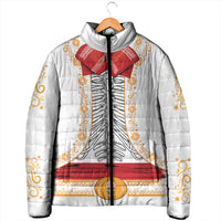 Dia de los Muertos Charro Suit Inspired Padded Jacket Mariachi Sugar Skull White