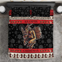 Black and red Christmas bedding set with Krampus devil and snowflake patterns