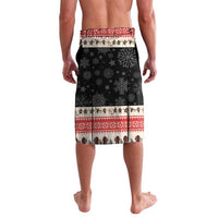 Black Christmas lavalava wrap skirt with snowflake pattern and red border